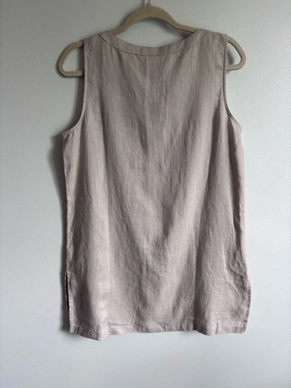 Ellen Tracy Light Cream 100% Linen Zip-Front Sleeveless tank M - Picture 5 of 9